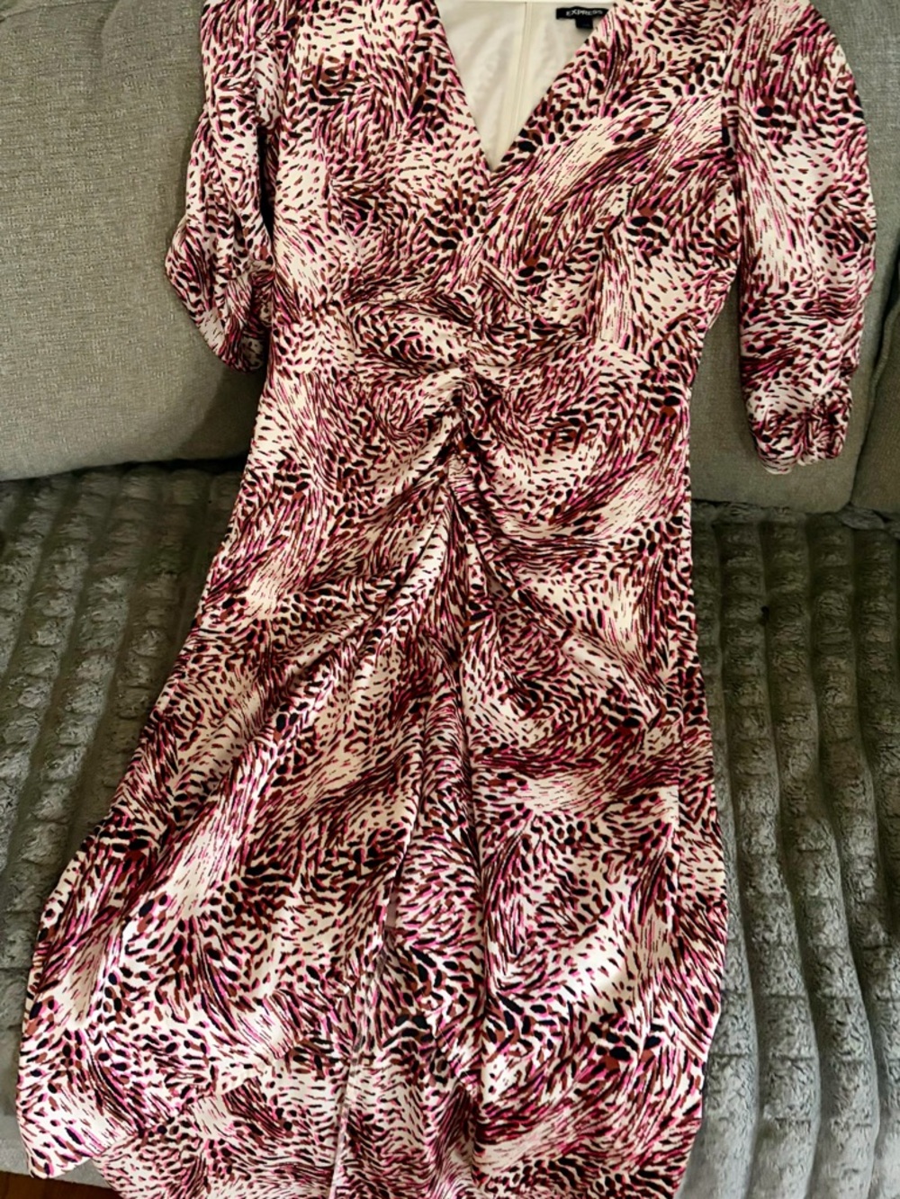 Express Animal Print Blouse in Pink & Brown